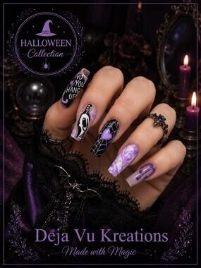Ghostface Purple Long Coffin Nails 24 Piece